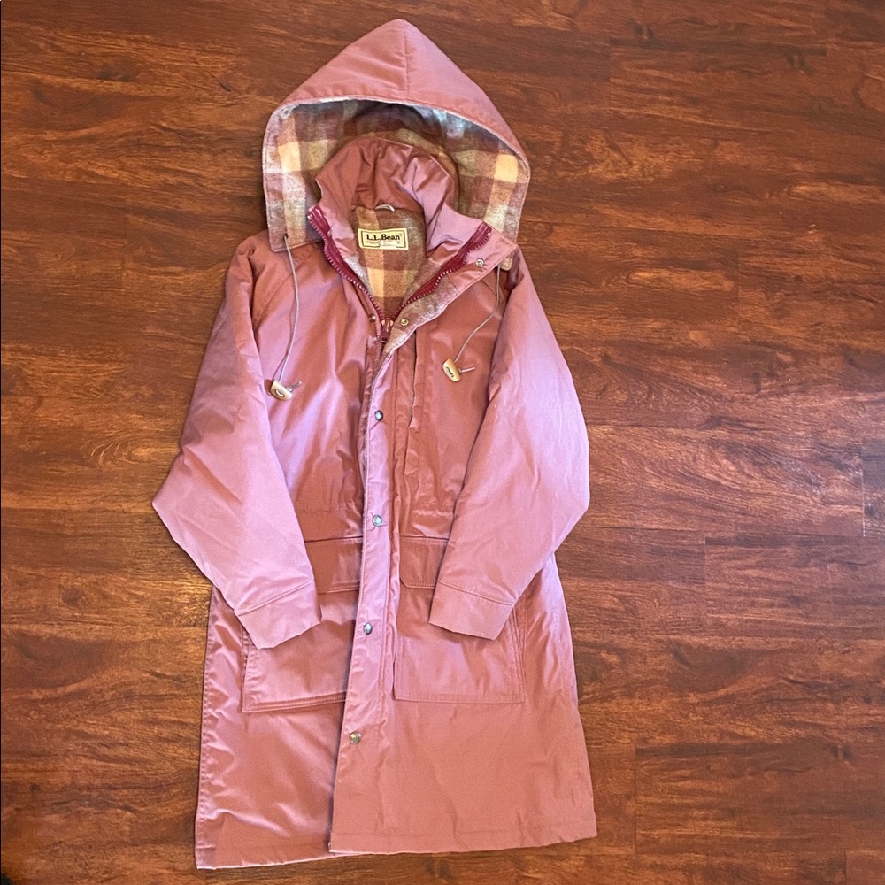 L.L. Bean Vintage Pink Mauve Wool Lined Longline Parka Jacket Sz Small
